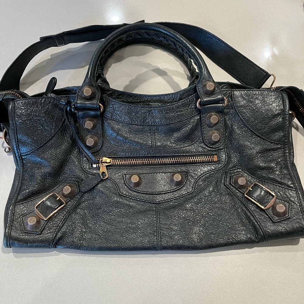 Balenciaga Classic Part Time Bag in Black with Rosegold Hardware